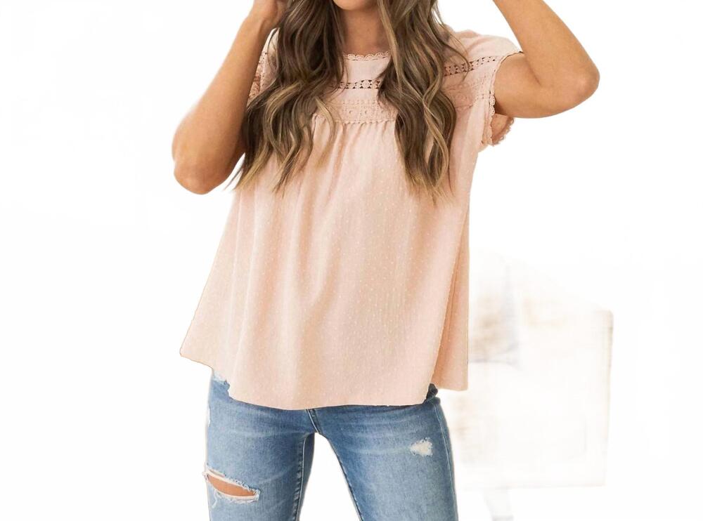 NEW INDIE & CO elodie short sleeve blouse in blush